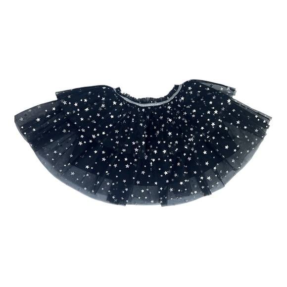 033 Star Foil Print Black Tulle Skirt - Picture 2 of 5